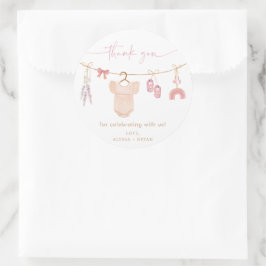 Boho Blush Pink Baby Clothes Girl Babydusche Runder Aufkleber