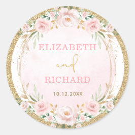 Boho Blush Pink Blume Mairy Tale Gastgeschenk Hoch Runder Aufkleber