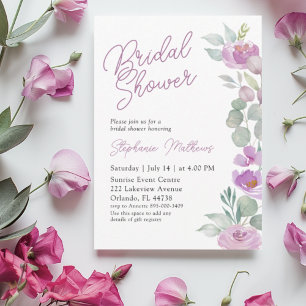 Boho-Blush-Pink-Blumen-Braut-Party Einladung