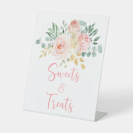 Boho Blush Pink Blumendusche Süßigkeiten und Lecke Sockelschild
