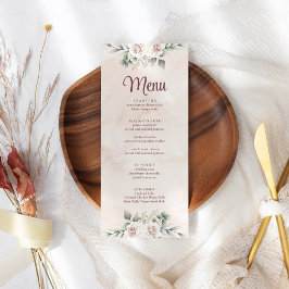 Boho Blush Pink Blumenkarte Menükarte