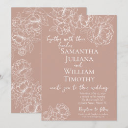Boho Blush Pink Botanical Floral Moderne Hochzeit Einladung