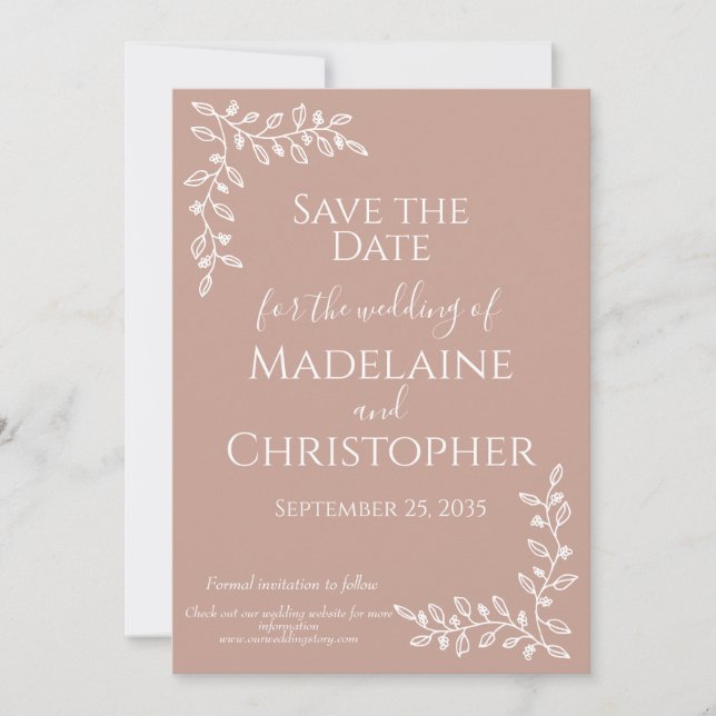 Boho Blush Pink Botanical Foto Wedding Save The Date (Vorderseite)