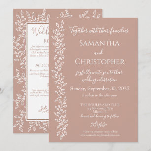 Boho Blush Pink Botanical Minimal Wedding Einladung