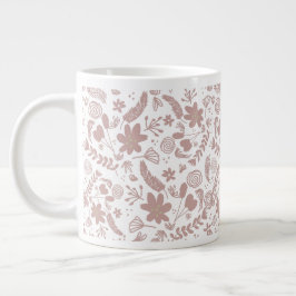 Boho Blush Pink Botanische Vegetation Jumbo-Tasse
