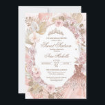 Boho Blush Pink Floral 16 . Geburtstag 16. Geburts Einladung<br><div class="desc">Einladung zum Geburtstag in einem eleganten Boho Stil. Rosa und weiße Rosen,  getrocknete Blüten,  Palmen und Pampas Gras und ein Mädchen in einem schönen,  passenden Kleid. 

Karo den Shop für diese Einladung mit Mädchen in verschiedenen Haarfarben und Hautfarben und mehr Variationen.</div>