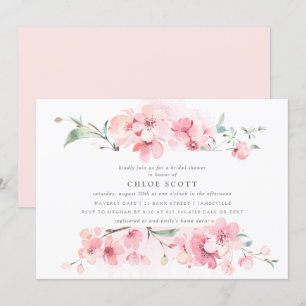 Boho Blush Pink Floral Brautparty Einladung