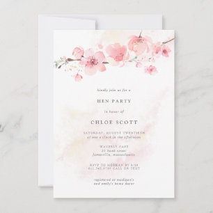 Boho Blush Pink Floral Hen Party Einladung
