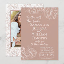 Boho Blush Pink Floral Modernes Foto Hochzeit