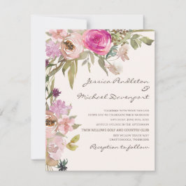 Boho Blush Pink Lavender Floral Wedding Einladung