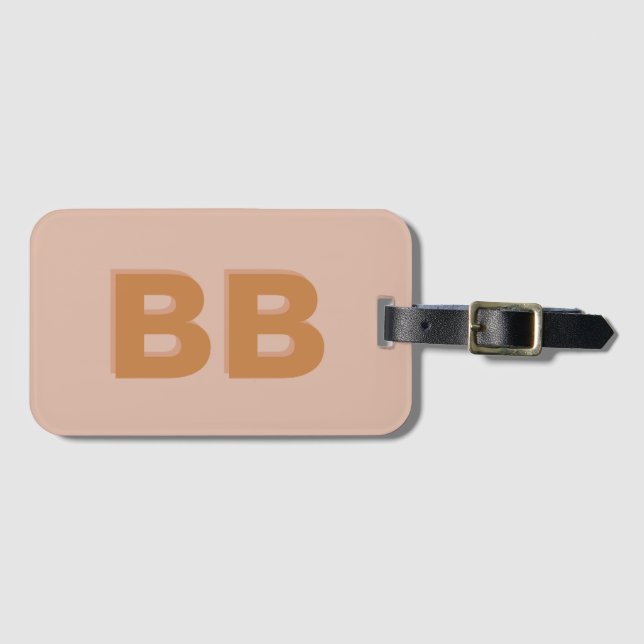 Boho Blush Pink Modern Monogram Initial Gepäckanhänger (Vorderseite (Horizontal))