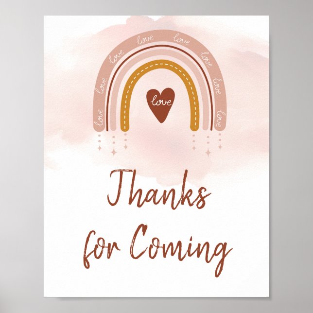 Boho Blush Pink Rainbow Danke für das kommende Zei Poster (Vorne)