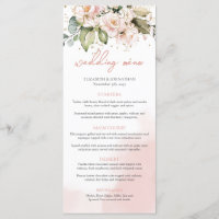 Boho Blush Pink Rose Hochzeitsmenü Modernes
