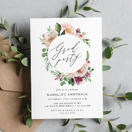 Boho Blush Pink Spring Floral Graduation Party Einladung