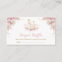 Boho Blush Pink Swan Princess Diaper Raffle Baby Begleitkarte
