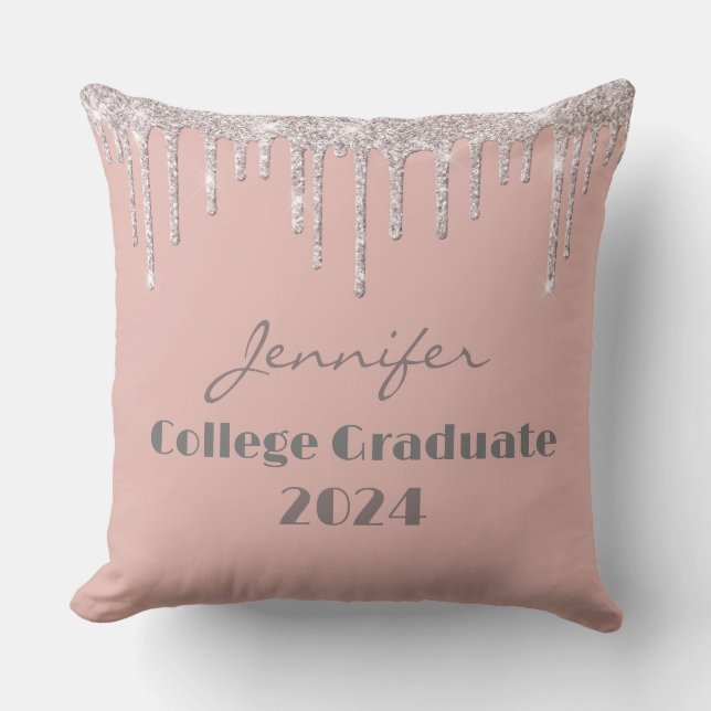 Boho Blush Pink Uni Graduate Throw Kissen (Vorderseite)