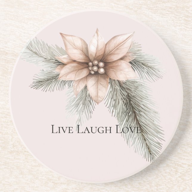 Boho Blush Pink Weihnachtsfloral Getränkeuntersetzer (Vorne)