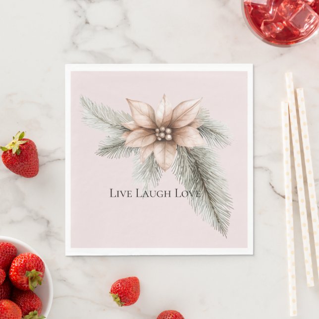 Boho Blush Pink Weihnachtsfloral Serviette (Beispiel)