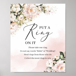 Boho blush rosa Blumengold stecken auf seinem Schi Poster