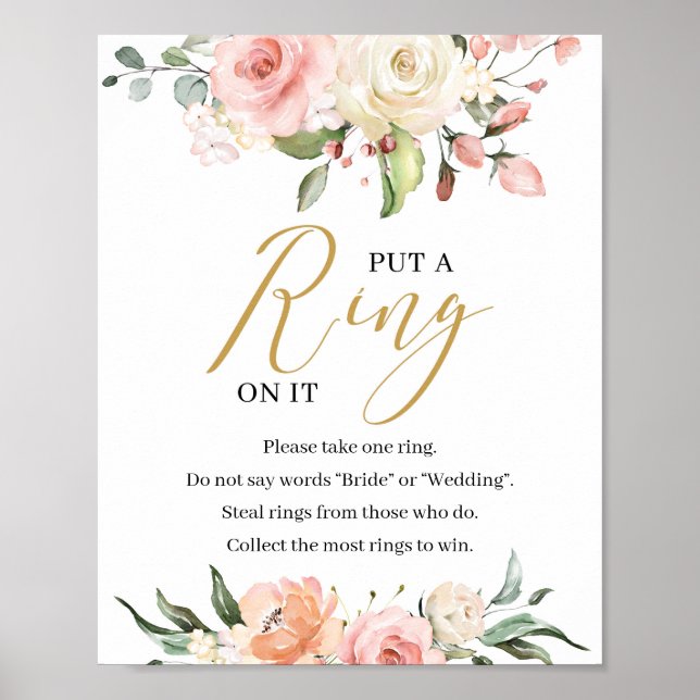 Boho Blush rosa Blüte platzierte einen Ring auf se Poster (Vorne)