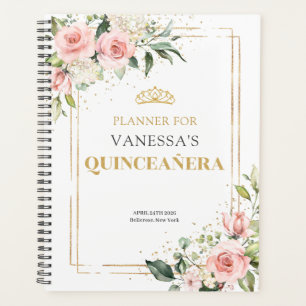 Boho Blush rosa Rosen Gold Tiara Salbei Quinceaner Planer