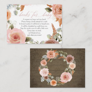 Boho Blush Rose Bücher für Babydusche Schließun Visitenkarte