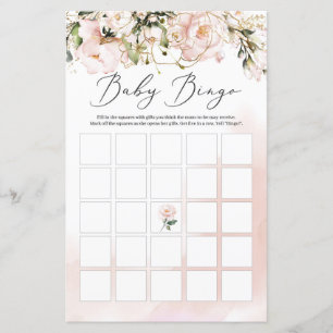 Boho blush rose floral or feuille jeu de bingo