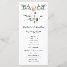 Boho Blush Rose Floral Wedding Program Programm