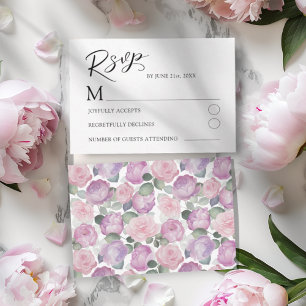 Boho Blush Rose RSVP Hochzeitskarte Karte