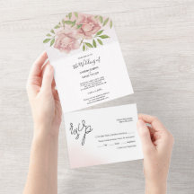 Boho Blush Rose Wasserfarbe Handgestrichen