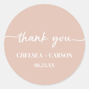 Boho Blush Script Wedding Danke Stickers