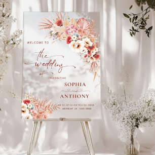Boho Blush Terracotta Akryllische Hochzeitszeichen Acrylschild