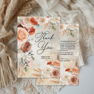 Boho-Blush-Terrakotta-Creme-Blumenhochzeit Dankeskarte