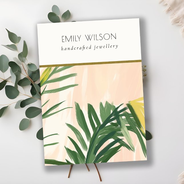 Boho Blush Tropical Palm Leaf Blank Jewelry Holder Visitenkarte (Von Creator hochgeladen)