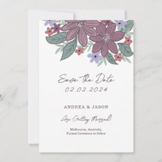 Boho Blüte, handgezeichnete Blume Save the Date
