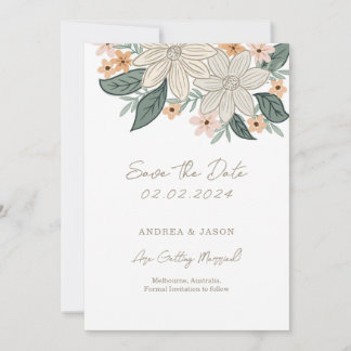 Boho Blüte, handgezeichnete Blume Save the Date