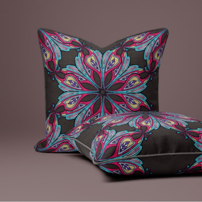 Boho-Blüte in Mocha-Braun Kissen (Von Creator hochgeladen)