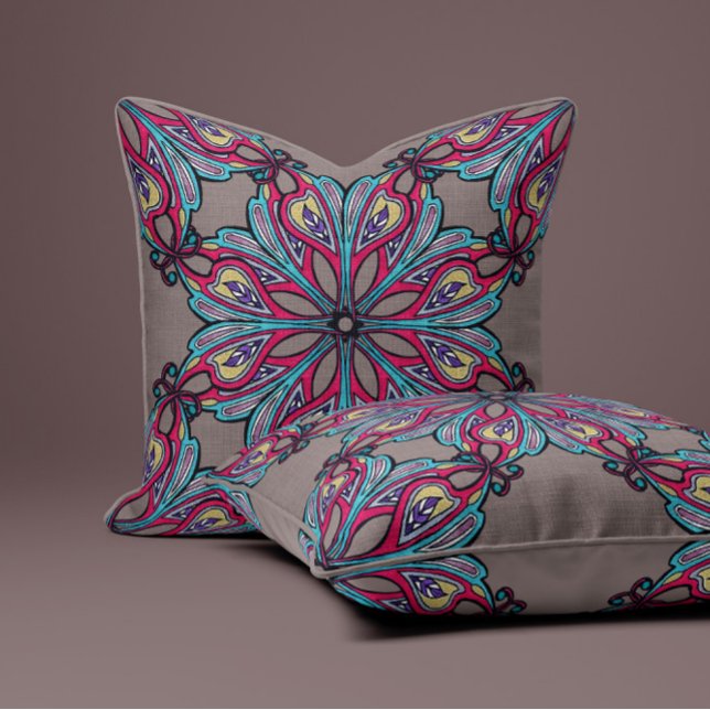 Boho-Blüte in Taupe Kissen (Von Creator hochgeladen)