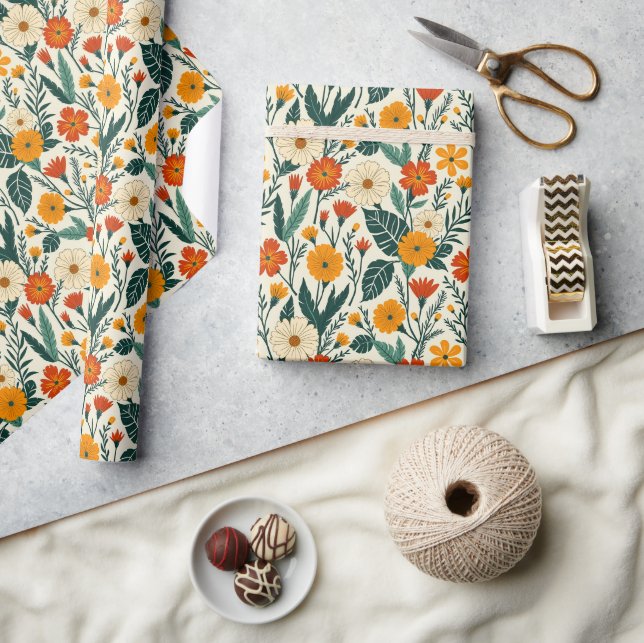 Boho-Blütenpracht Geschenkpapier (Kunsthandwerk)