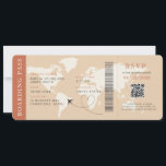 Boho Boarding Pass Hochzeit in Urlaubsort QR-Code Einladung<br><div class="desc">Terracotta Boho Boarding passieren Hochzeitskarte Einladung mit einem Ziel Weltkarte,  Hochzeitpass,  Hochzeit in Urlaubsort,  Passport mit QR Code Rsvp Karte.</div>