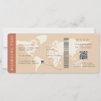 Boho Boarding Pass Hochzeit in Urlaubsort QR-Code