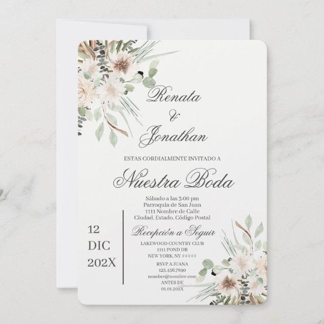 Boho boda en español einladung (Vorderseite)