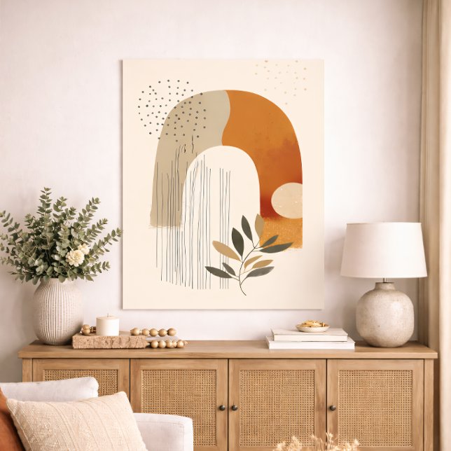 Boho-Bogen Botanisch Geometrisch Neutral Terrakott Poster (Von Creator hochgeladen)