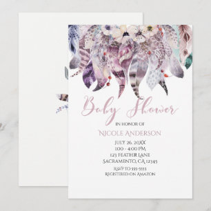 Boho-Boheme-Federn-Einladungen zur Babyparty Einladung