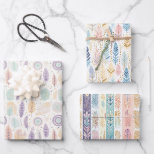 Boho Bohemian Allzweck-Set mit Pastell-Wasserfarbe Geschenkpapier Set