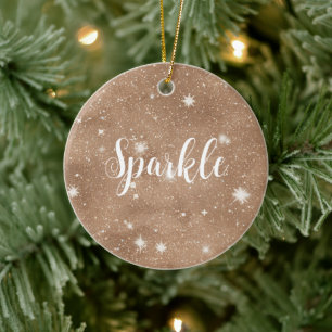 Boho Bohemian Braune Sterne Glitter Keramik Ornament