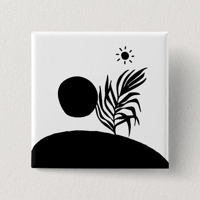 boho bohemian floral sun moon button (Vorderseite)