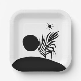 boho bohemian floral sun moon pappteller