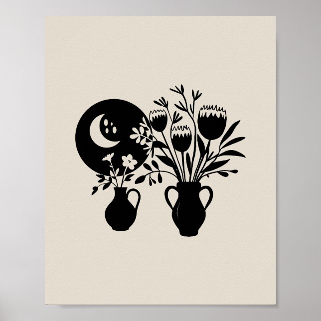 Boho bohemian floral sun moon poster (Vorne)