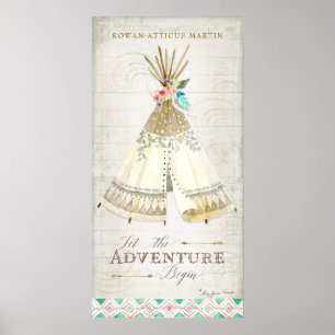 Boho Bohemian Lass das Abenteuer beginnen Tipi Hol Poster